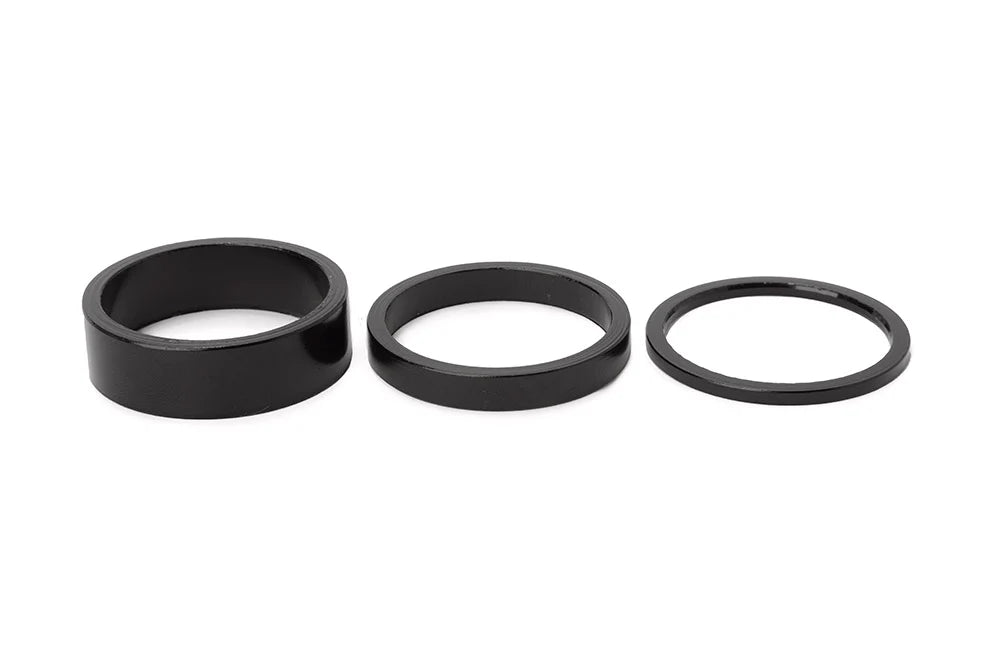THEORY 1-1/8" ALUMINUM HEADSET SPACERS 2MM 5MM AND 10MM BLACK