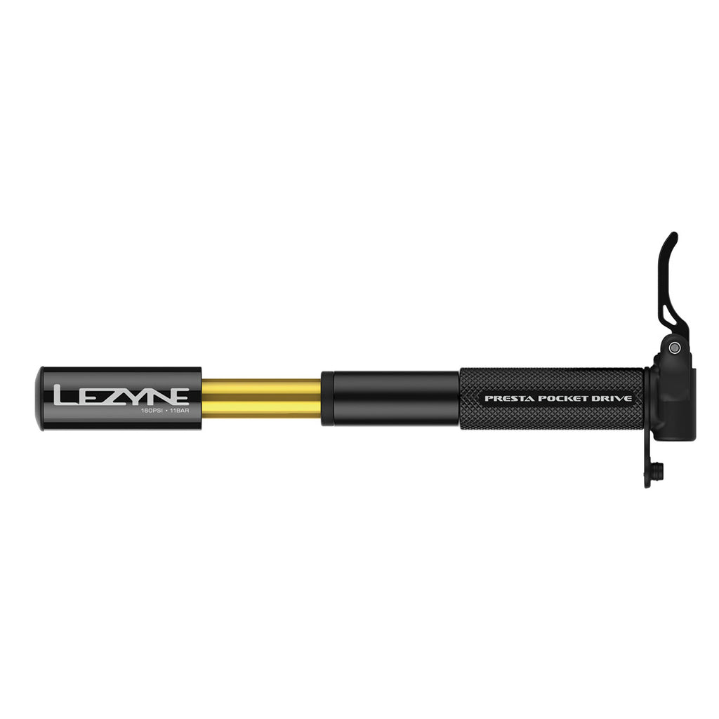 Lezyne Presta Pocket Drive Pump, Black/Gold
